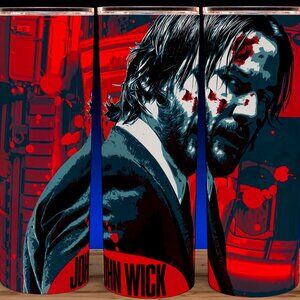 John Wick Action Red and Black Cup Mug Tumbler 20oz